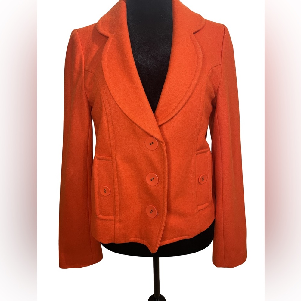 Orange Wool Cropped Jacket